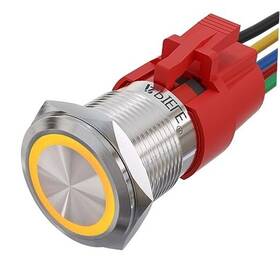 Api Electric 631924508404 19mm Momentary Push Button Switch On Off Silver Shell Shell-yellow