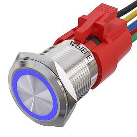 Api Electric 729043884773 19mm Momentary Push Button Switch On Off Silver Shell Shell-blue
