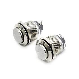 Earu Electrical Ea-19ls-zf-f-5a Pack Of 2 19mm High Round Cap Waterproof Momentary Stainless Steel Top