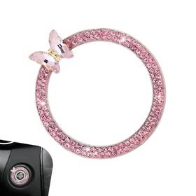 Fikhdqdh2030pk-1pc Fiknonk 1pc Bling Crystal Car Engine Start Ring Sticker 3d Butterfly 1 Pc Pink