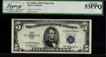 $5 1953 Silver Cert Fr. 1655* Five Dollar Blue Seal Star Lcgs Abt New 53PPQ. Fixed Price $98.18.